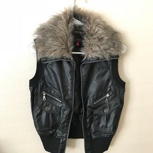 faux fur, faux leather vest!